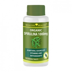 Viên uống tảo Spirulina hữu cơ Wealthy Health 100 Viên
