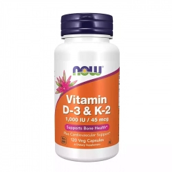 Vitamin D3 & K2 Now 1000IU/45mcg 120 viên - Viên uống hỗ trợ xương khớp