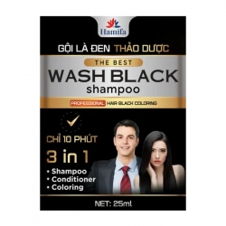 Wash Black Shampoo 3 in 1 Hamifa 6 gói x 25ml - Dầu gội là đen thảo dược