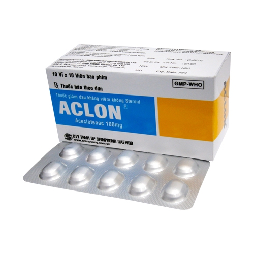 Thuốc Aclon, Aceclophenac 100mg Shinpoong, Hộp 100 viên