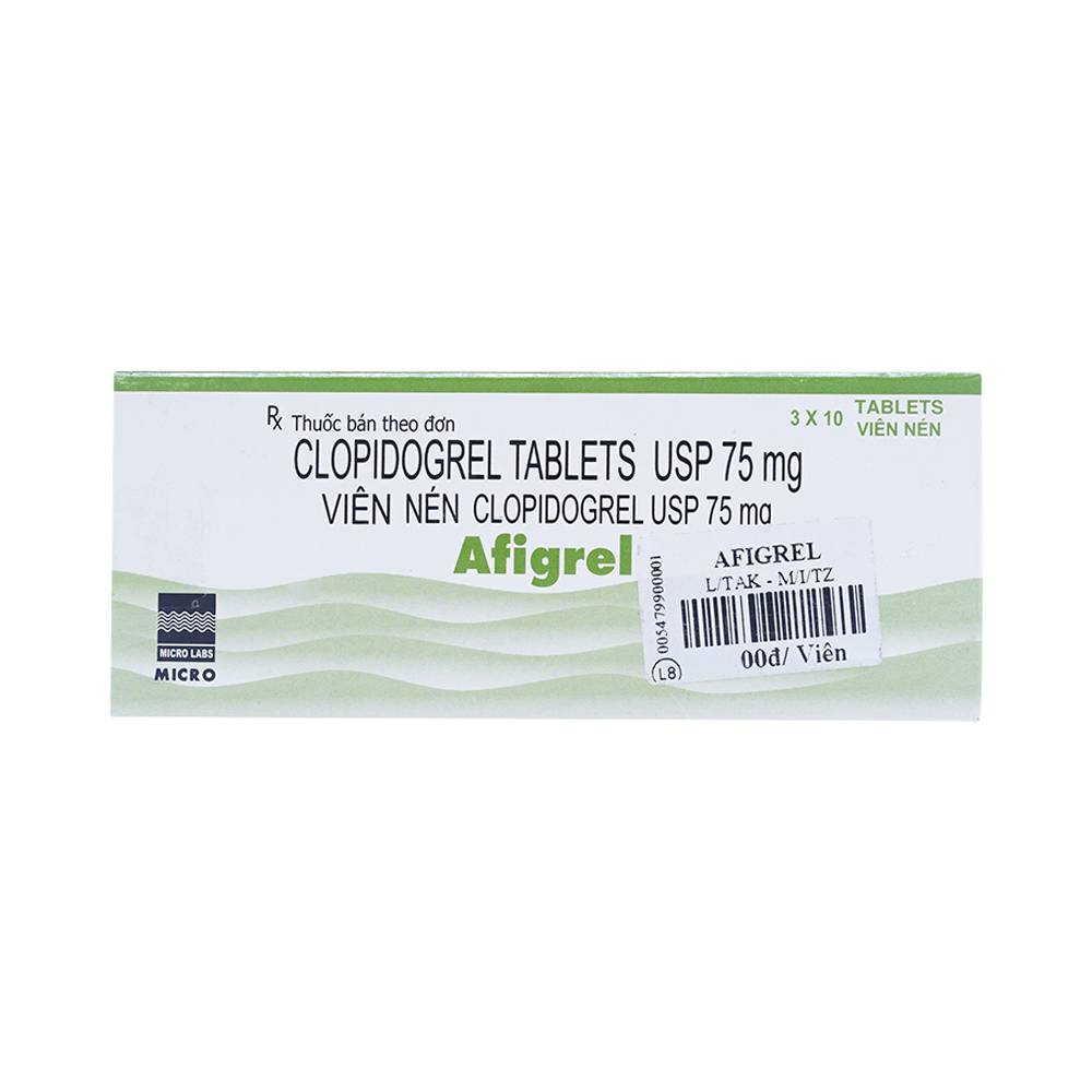 Thuốc chống đông Afigrel 75mg Micro, Hộp 30 viên