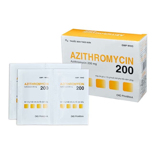 Thuốc Azithromycin 200mg DHG, Hộp 24 gói x 1,5g