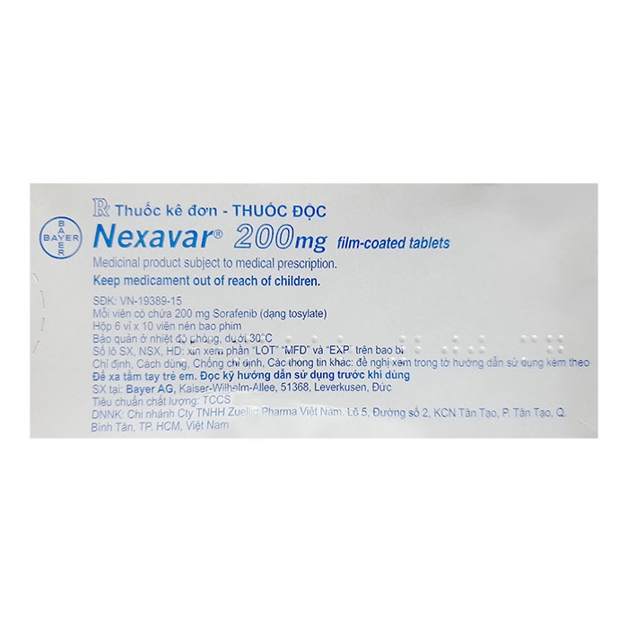 Thuốc Bayer Nexavar 200mg, Hộp 60 viên