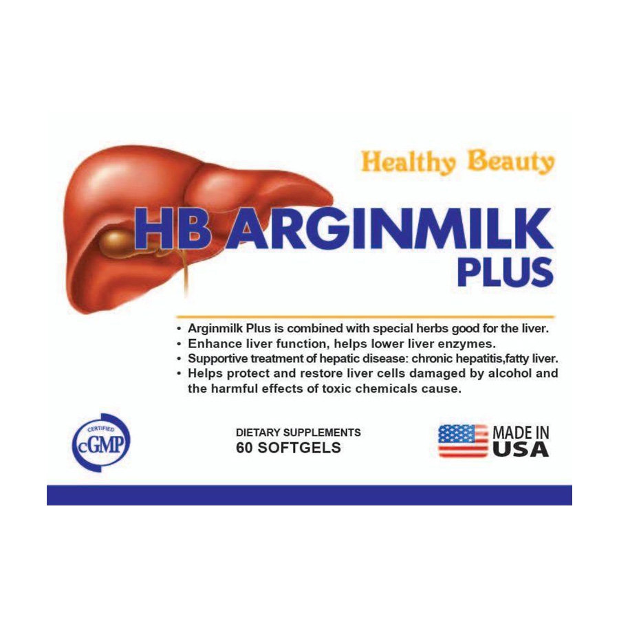 Thuốc bổ gan HB Arginmilk Plus, Hộp 60 viên