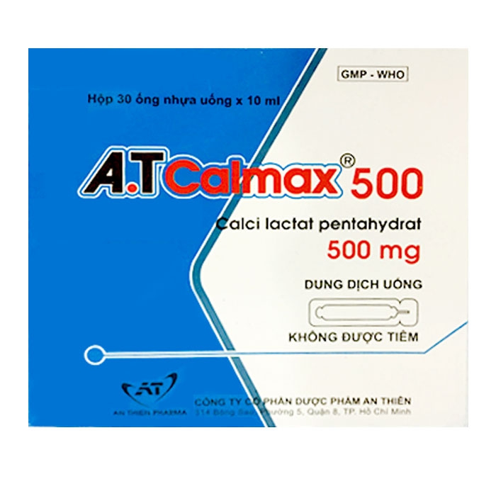 Thuốc bổ sung Canxi A.T Calmax 500mg/10ml, Hộp 30 ống