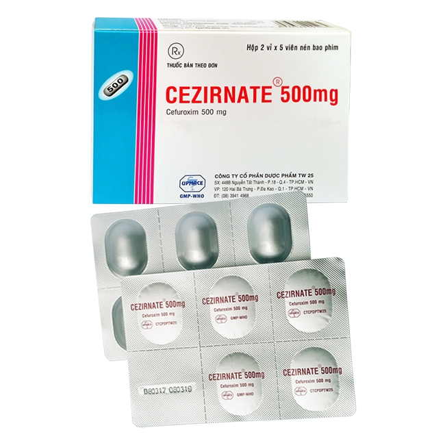 Thuốc CEZIRNATE 500mg TW25, Hộp 20 viên