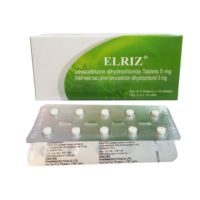 Thuốc chống dị ứng Emcure Elriz, Hộp 90 viên