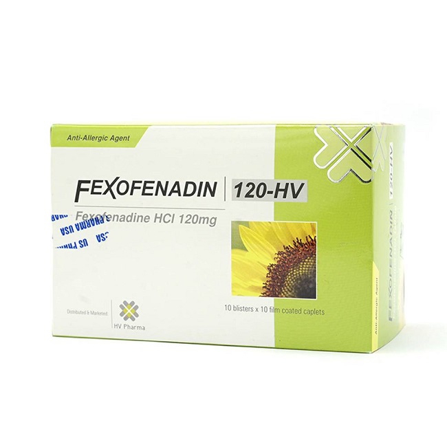 Thuốc chống dị ứng Fexofenadin 120mg HV | Hộp 10 vỉ x 10 viên
