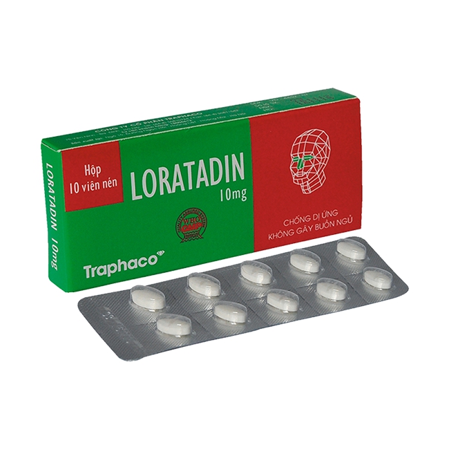 Thuốc chống dị ứng không gây buồn ngủ LORATADIN, Hộp 10 Viên