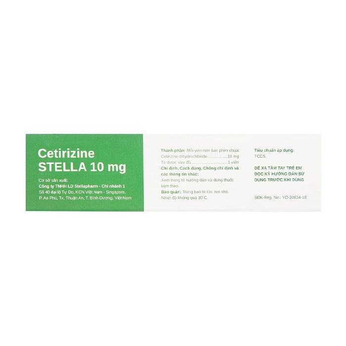 Thuốc chống dị ứng Stella Cetirizine Stella 10mg