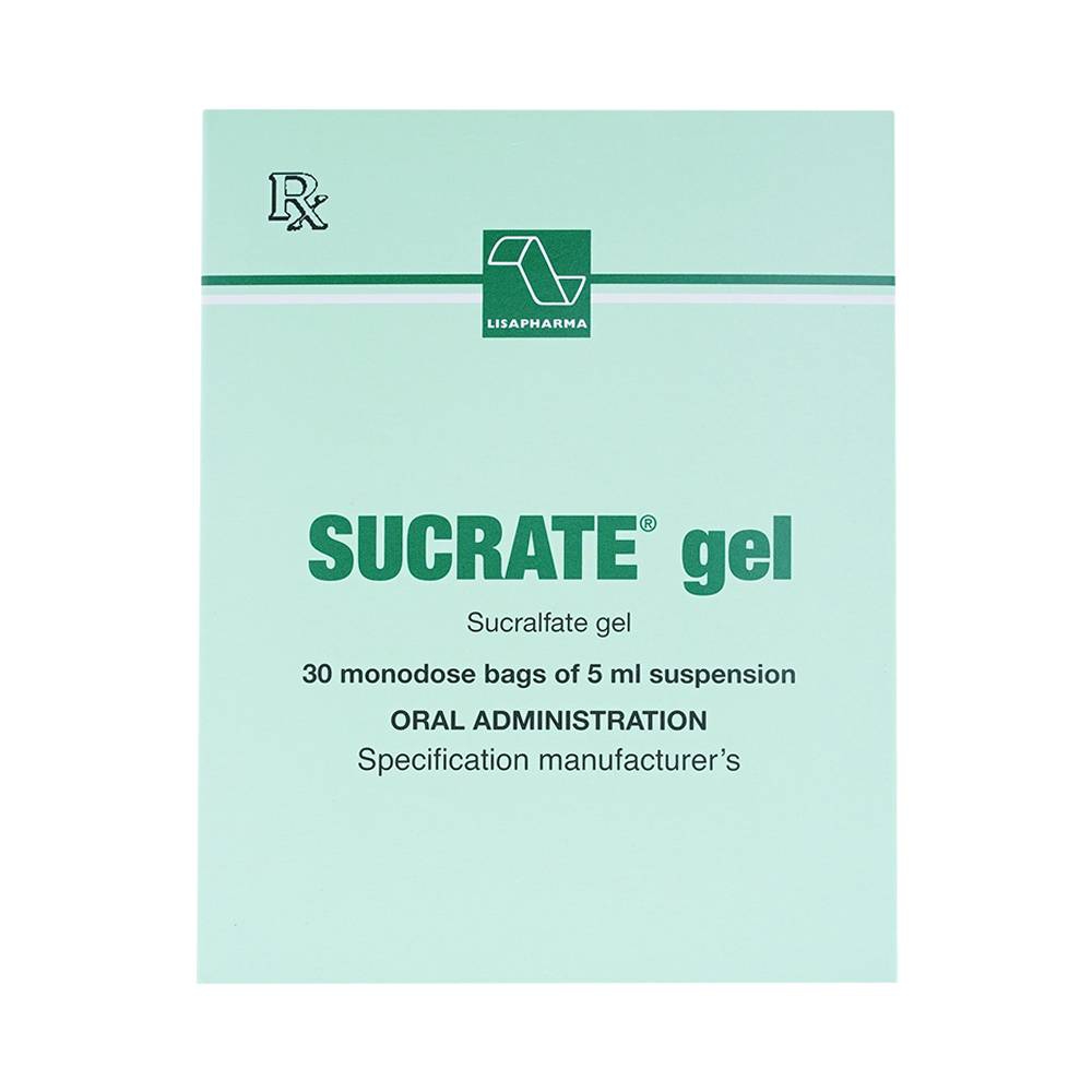 Thuốc dạ dày tá tràng Sucrate gel - Sucralfate 1g, Hộp 30 túi x 5 ml