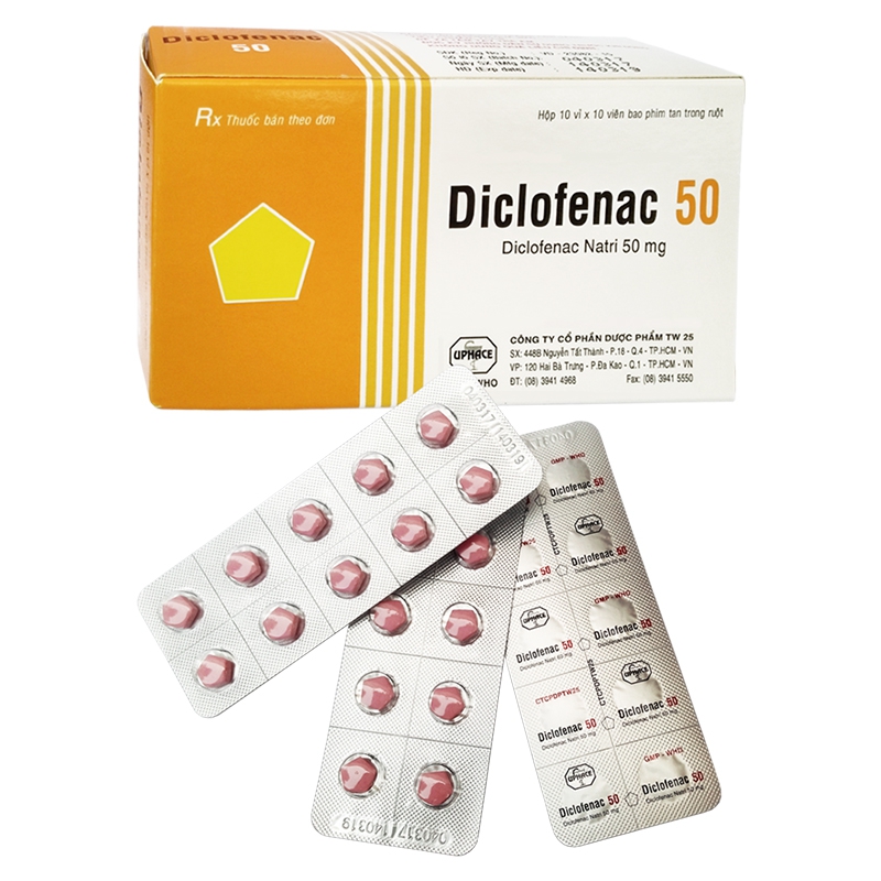 Thuốc DICLOFENAC 50mg TW25, Hộp 100 viên