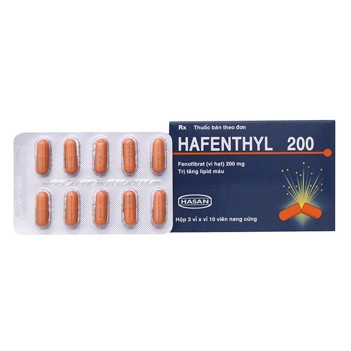 Thuốc điều trị mỡ máu Hafenthyl 200mg | Hộp 3 vỉ x 10 viên