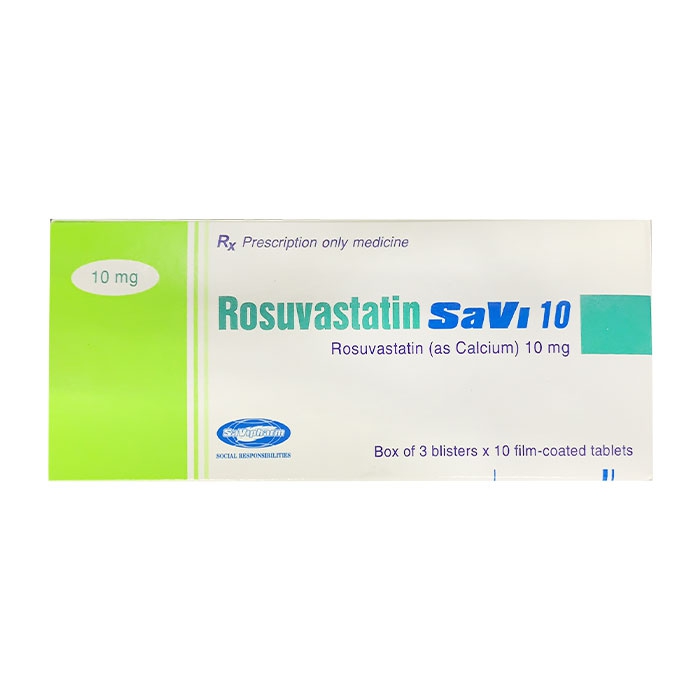 Thuốc điều trị mỡ máu Savi - Rosuvastatin 10mg | Hộp 3 vỉ x 10 viên
