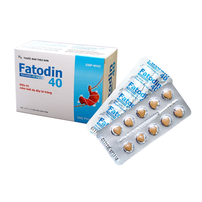 Thuốc điều trị viêm loét dạ dày, tá tràng DHG Fatodin 40mg, Hộp 100 viên