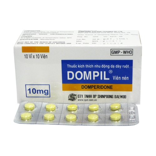 Thuốc Dompil, Domperidone 10mg Shinpoong, Hộp 100 viên