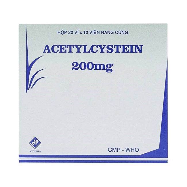 Thuốc đường hô hấp Acetylcystein 200 mg Vidipha | Hộp 20 vỉ × 10 viên