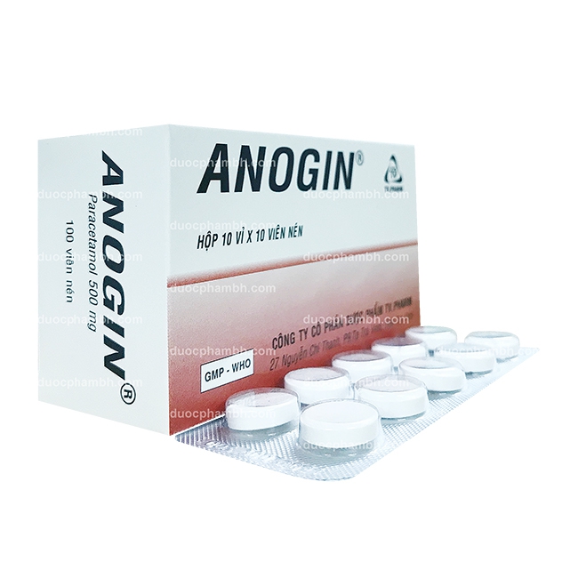 Thuốc giảm đau hạ sốt ANOGIN - Acetaminophen 500mg