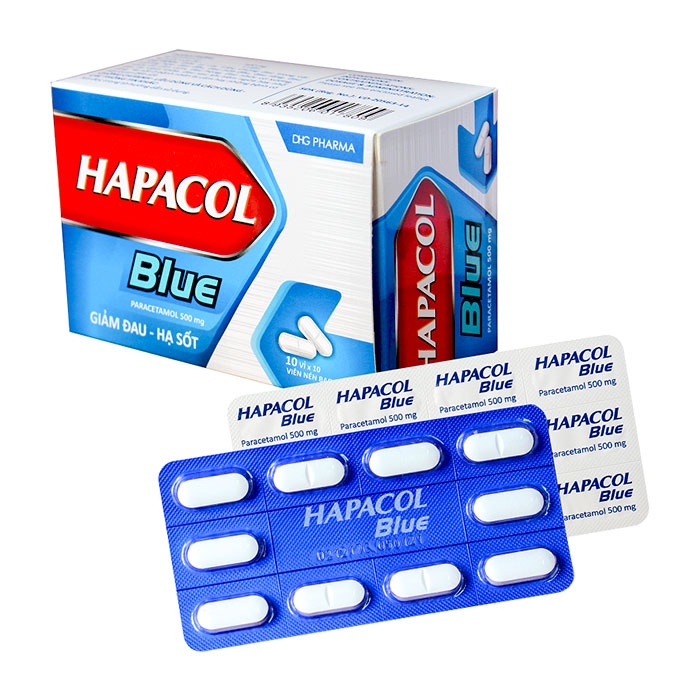 Thuốc giảm đau - hạ sốt DHG Hapacol Blue 500, Hộp 100 viên
