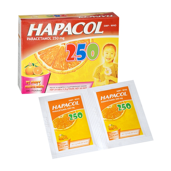 Thuốc Hapacol 250 DHG | Hộp 24 gói x 1,5 g
