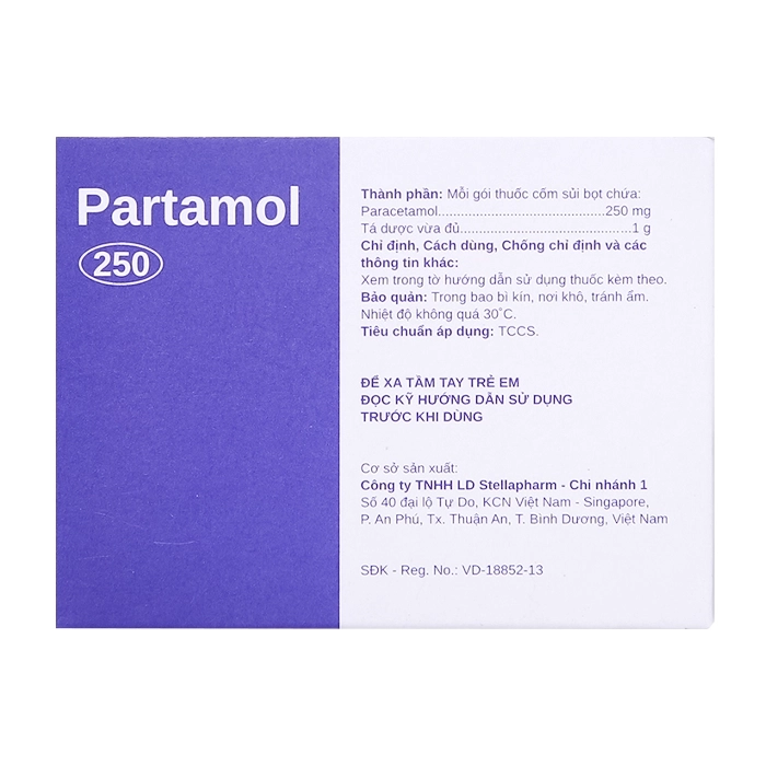 Thuốc giảm đau hạ sốt Stella Partamol 250