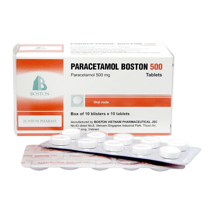 Paracetamol 500mg Boston, Hộp 100 viên