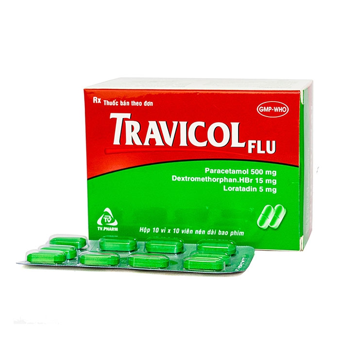 Thuốc giảm đau TV.Pharma Travicol Flu, Hộp 100 viên
