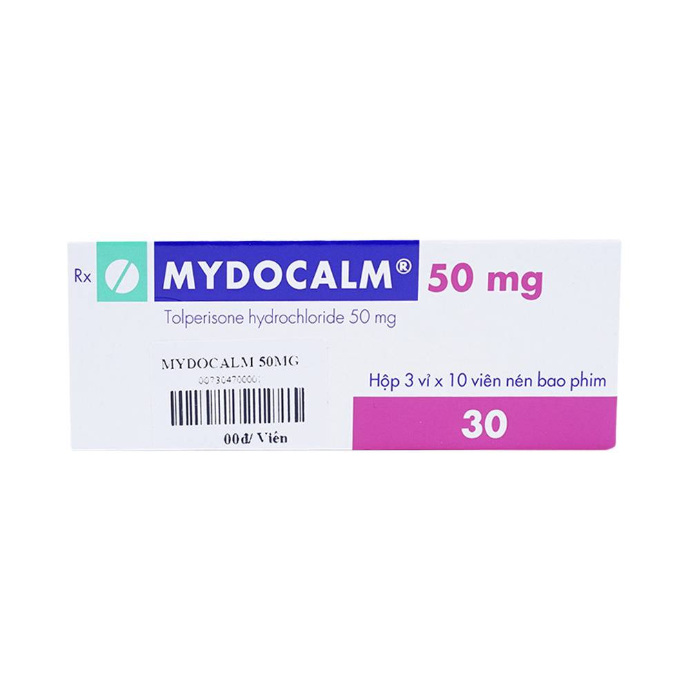 Thuốc giãn cơ Mydocalm 50 - Tolperisone HCl 50mg, Hộp 3 vỉ x 10 viên