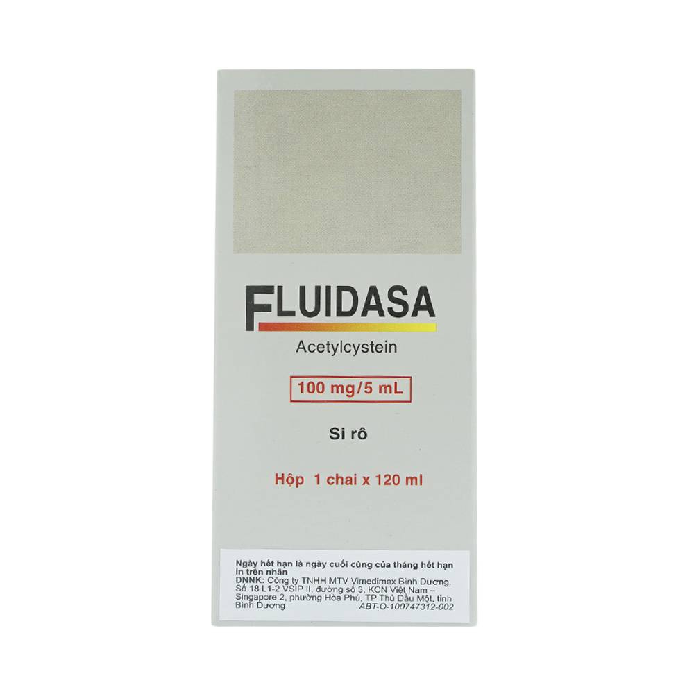 Thuốc hô hấp Fluidasa 100mg/5ml, Chai 120ml