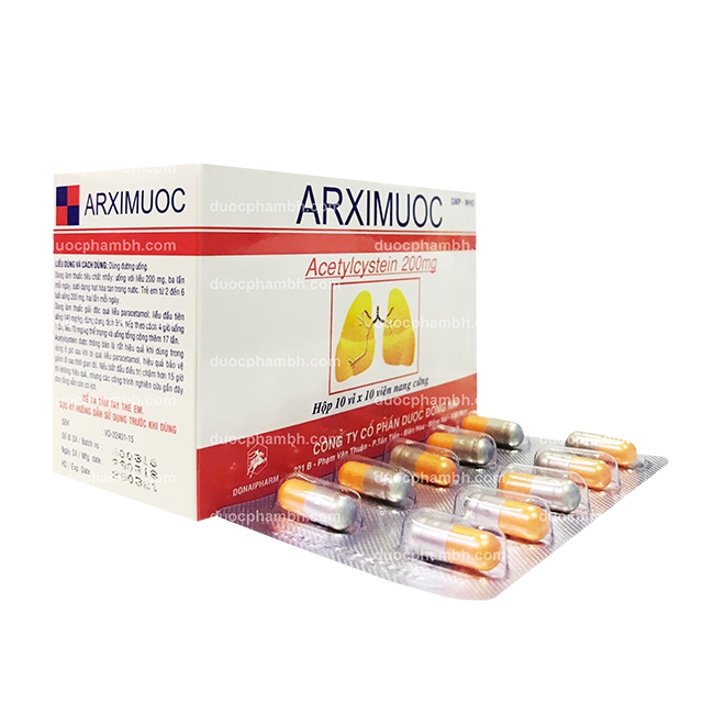 Thuốc hỗ trợ hô hấp ARXIMUOC - Acetyl Cystein 200mg