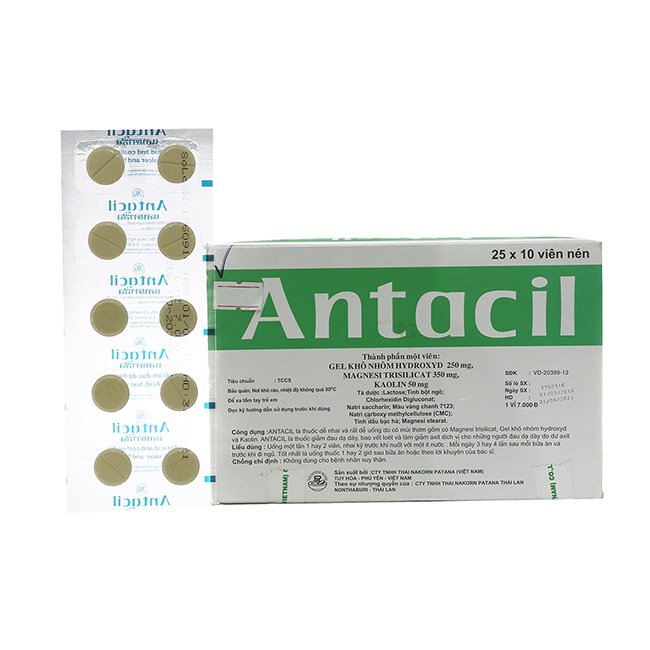 Thuốc hỗ trợ tiêu hóa Antacil | Hộp 25 vỉ x 10 viên