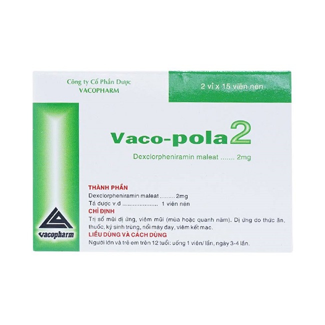 Thuốc kháng Histamine Vaco Pola 2 | Hộp 2 vỉ × 15 viên