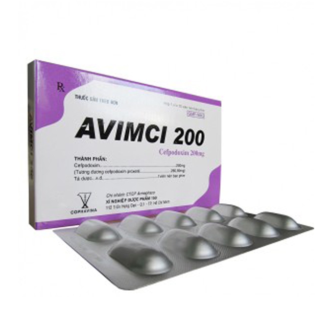 Thuốc kháng sinh Cophavina Avimci 200mg, Hộp 10 viên