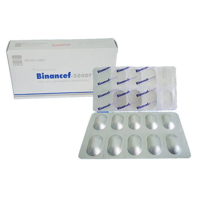 Thuốc kháng sinh BINANCEF DT 500 Cefadroxil 500mg