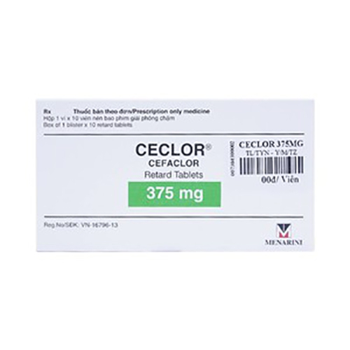 Thuốc kháng sinh Ceclor 375mg, Hộp 1 vỉ x 10 viên