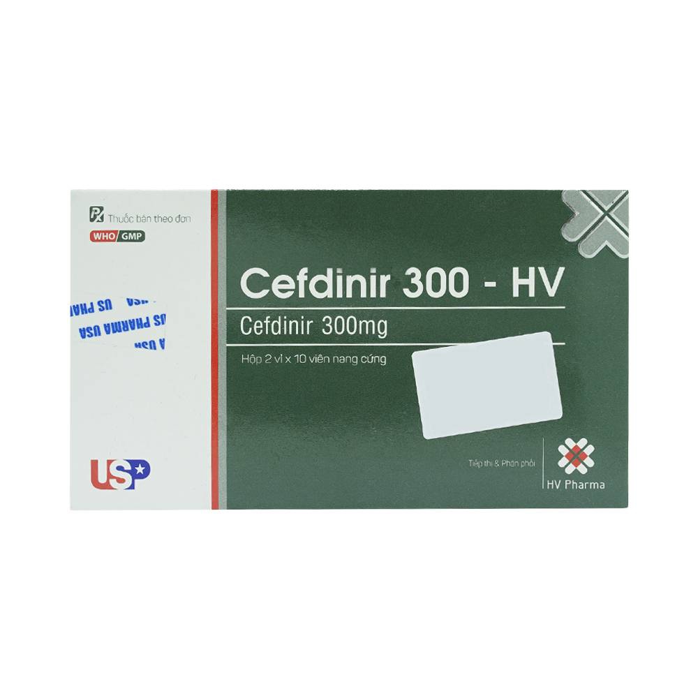 Thuốc kháng sinh Cefdinir 300 - HV, Hộp 2 vỉ x 10 viên