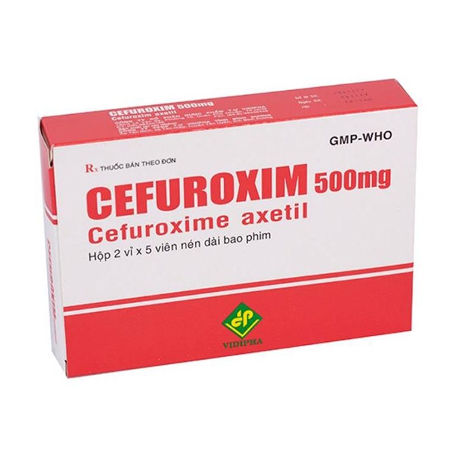 Thuốc kháng sinh Vidipha Cefuroxim 500mg, Hộp 10 viên