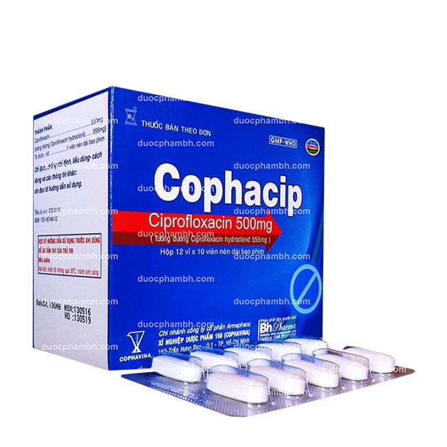 Thuốc kháng sinh Cophavina Cophacip 500mg, Hộp 120 viên