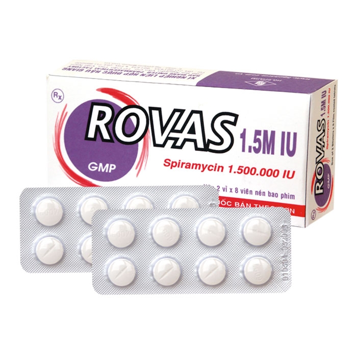 Thuốc kháng sinh DHG Rovas 1.5M Spiramycin 1.500.000 IU, Hộp 16 viên