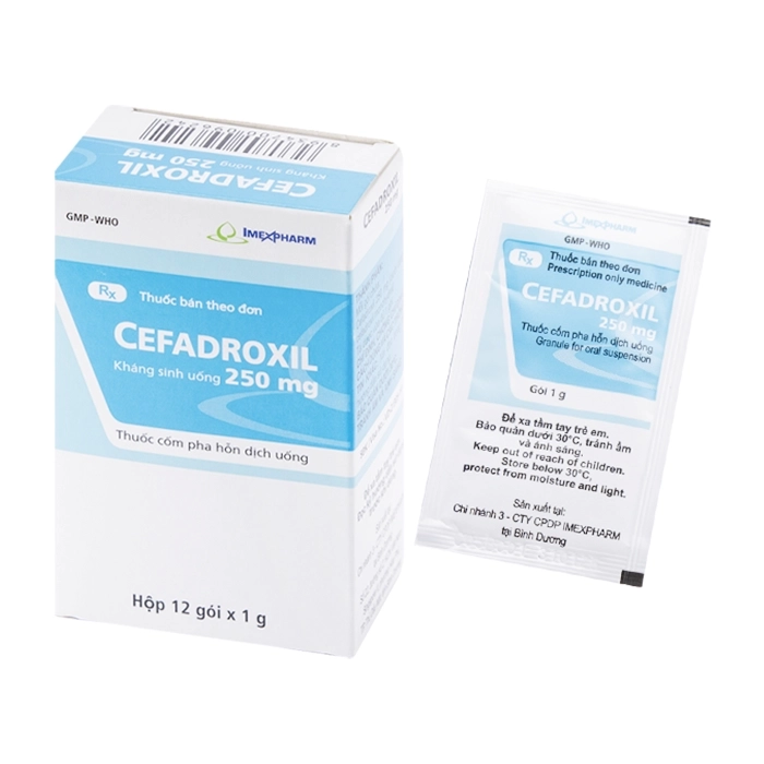 Thuốc kháng sinh Imexpharm Cefadroxil 250mg, Hộp 12 gói