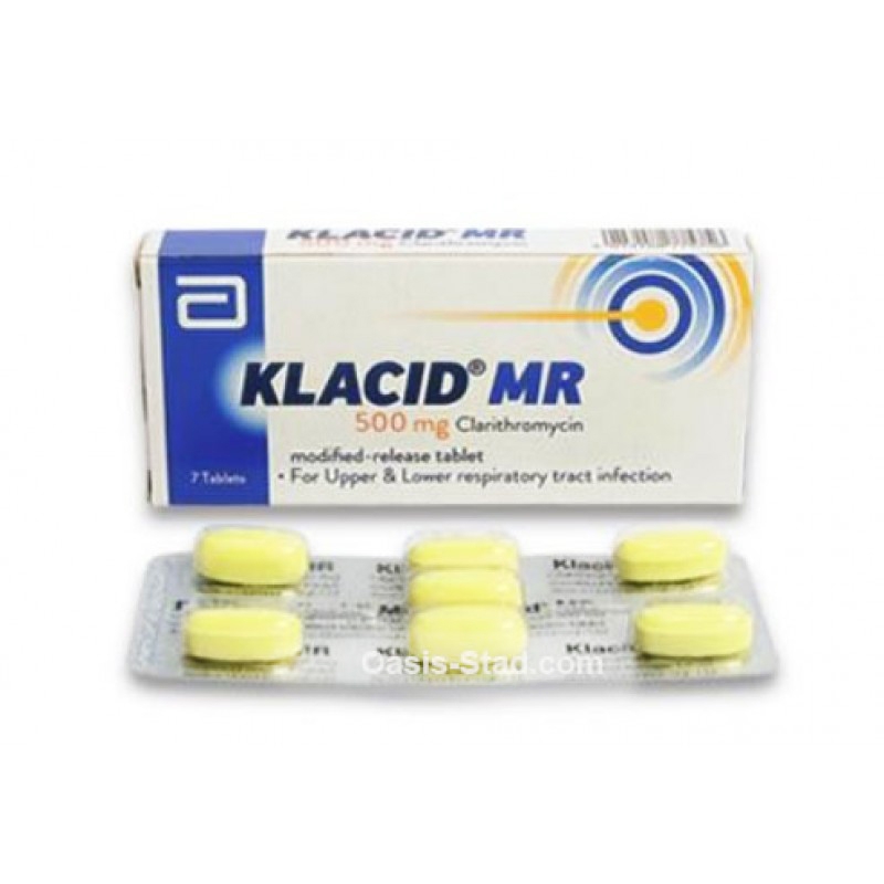 Thuốc kháng sinh Klacid MR 500mg, Clarithromycin 500mg, Hộp 1 vỉ x 5 viên