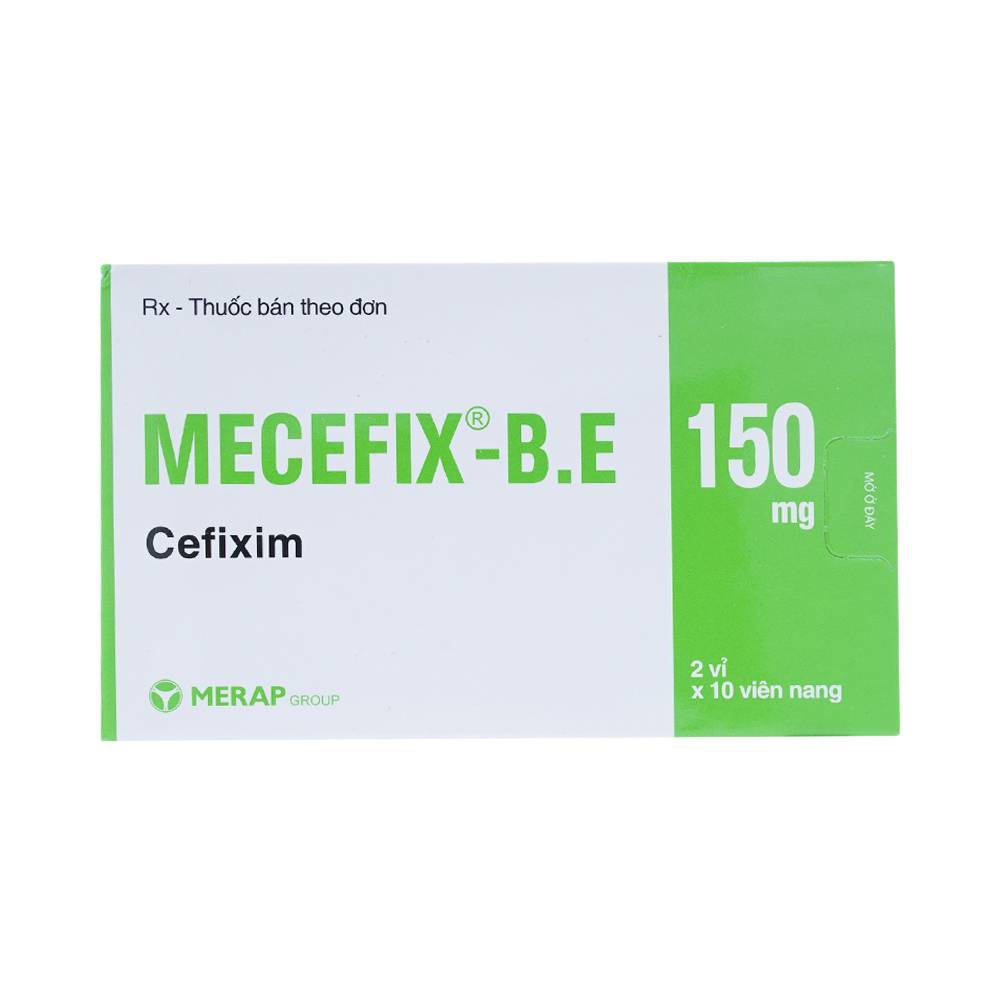 Thuốc kháng sinh Mecefix -B.E 150mg - Cefixim 150mg, Hộp 2 vỉ x 10 viên