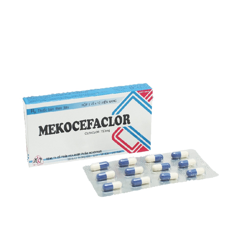Thuốc kháng sinh Mekocefaclor - Cefaclor 250mg, Hộp 1 vỉ x 12 viên