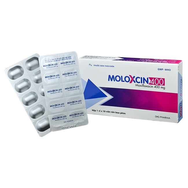 Thuốc kháng sinh Moloxcin 400mg DHG, Hộp 10 viên