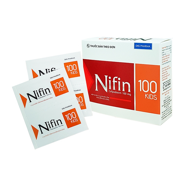 Thuốc kháng sinh Nifin Kids 100 DHG, Cefpodoxime 100mg, Hộp 24 gói