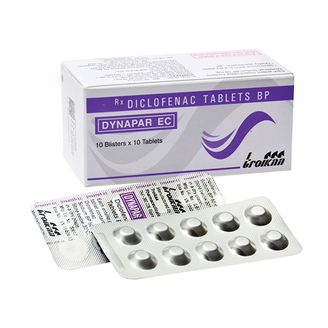 Thuốc kháng viêm Dynapar EC, Diclofenac 50mg, Hộp 100 viên