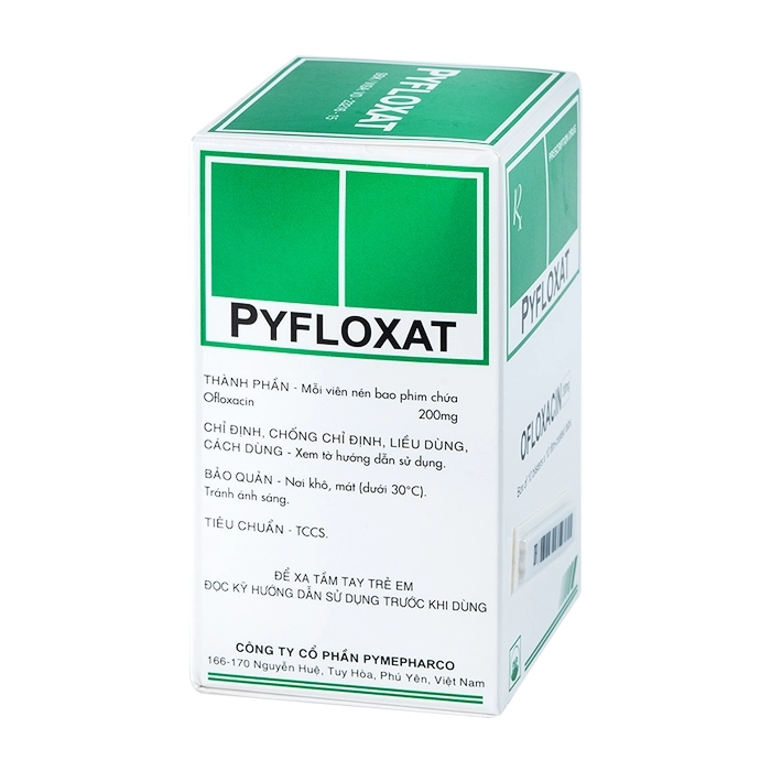 Thuốc kháng viêm Pyfloxat Ofloxacin 200 mg, Hộp 10 vi x10 viên