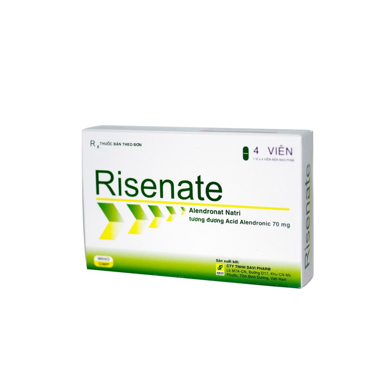 Thuốc kháng viêm Risenate - Alendronat Natri 70 mg, Hộp 1 vỉ x 4 viên
