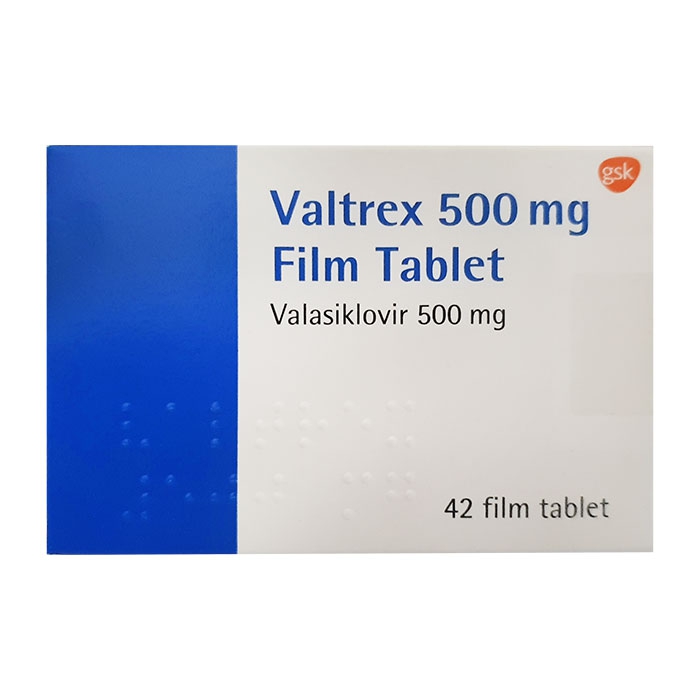 Thuốc kháng Virus Valtrex 500mg Valacyclovir 500mg, Hộp 42 viên