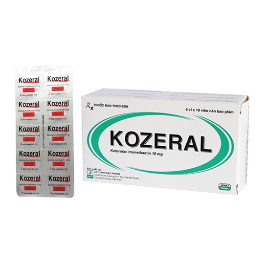 Thuốc KOZERAL - Ketorolac tromethamin 10mg | Hộp 6 vỉ x 10 viên